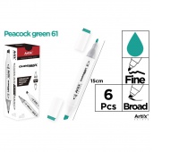 MARKER Z DWOMA KOŃCÓWKAMI PEACOCK GREEN 61, Markery permanentne, Art. do pisania i korygowania
