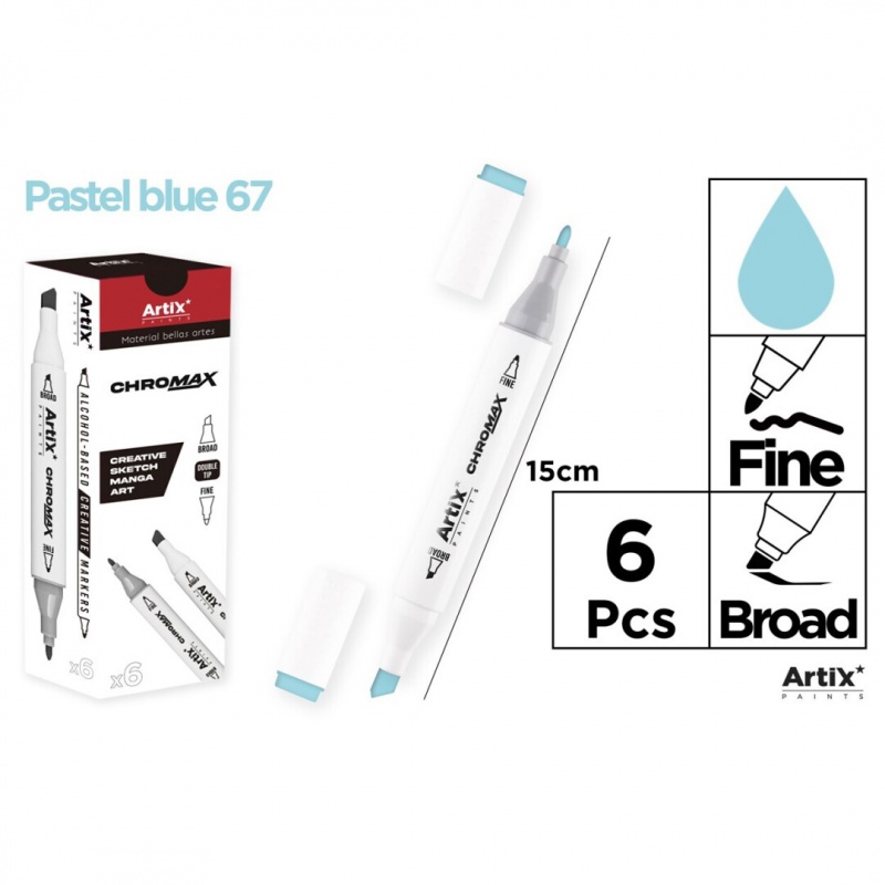 MARKER Z DWOMA KOŃCÓWKAMI PASTEL BLUE 67, Markery permanentne, Art. do pisania i korygowania