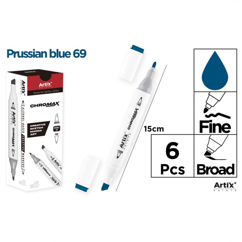MARKER Z DWOMA KOŃCÓWKAMI PRUSSIAN BLUE 69, Markery permanentne, Art. do pisania i korygowania