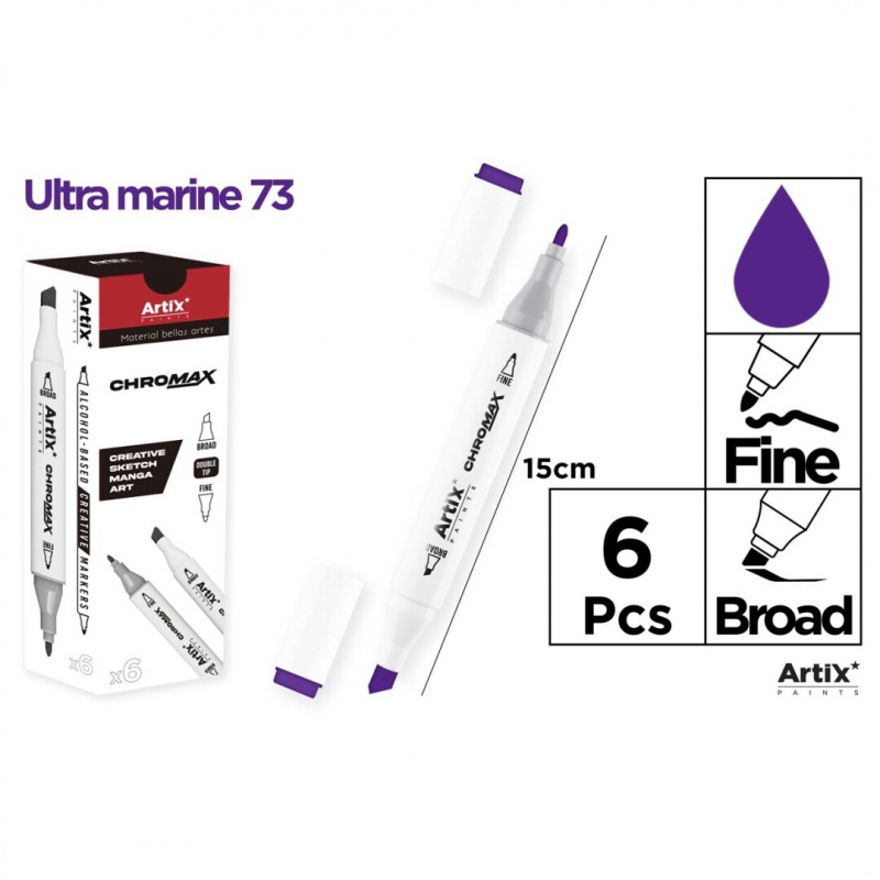 MARKER Z DWOMA KOŃCÓWKAMI ULTRA MARINE 73, Markery permanentne, Art. do pisania i korygowania