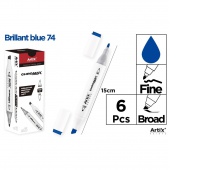 MARKER Z DWOMA KOŃCÓWKAMI BRILLANT BLUE 74, Markery permanentne, Art. do pisania i korygowania