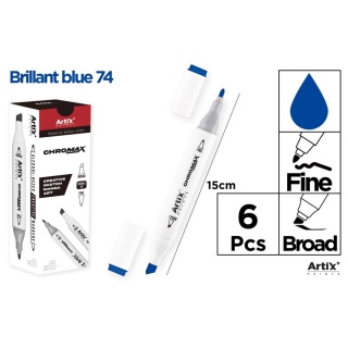 MARKER Z DWOMA KOŃCÓWKAMI BRILLANT BLUE 74, Markery permanentne, Art. do pisania i korygowania