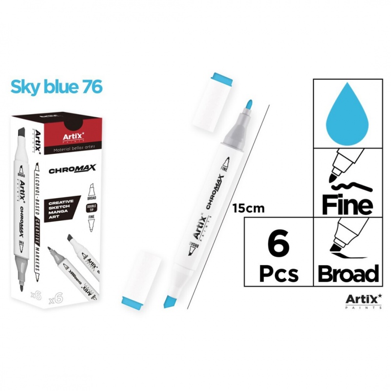 MARKER Z DWOMA KOŃCÓWKAMI SKY BLUE 76, Markery permanentne, Art. do pisania i korygowania