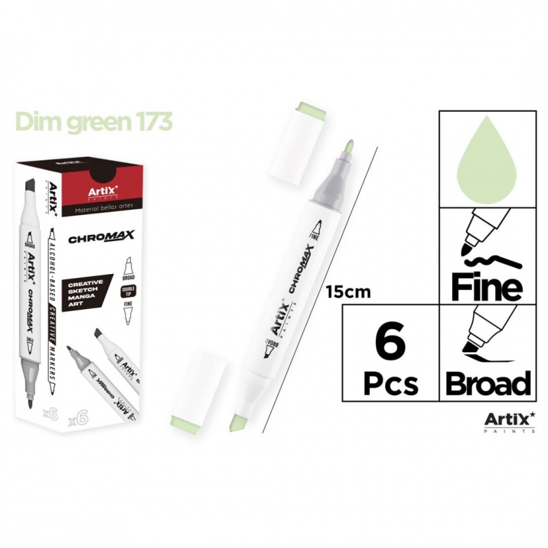 MARKER Z DWOMA KOŃCÓWKAMI DIM GREEN 173, Markery permanentne, Art. do pisania i korygowania