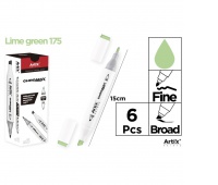 MARKER Z DWOMA KOŃCÓWKAMI LIME GREEN 175, Markery permanentne, Art. do pisania i korygowania