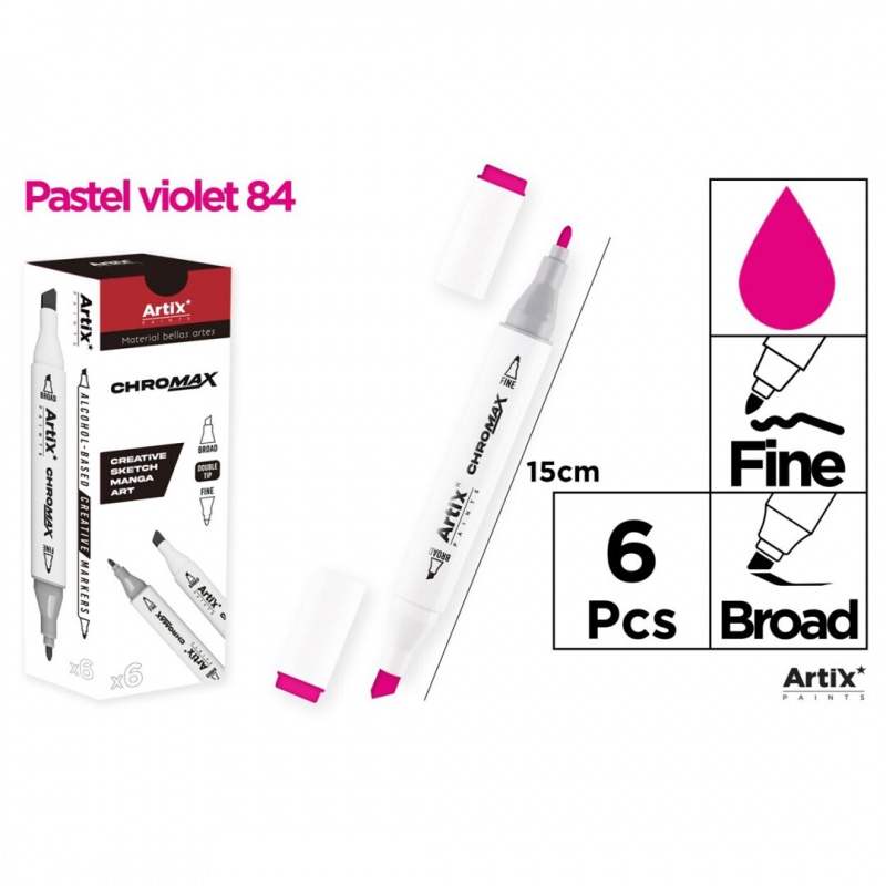 MARKER Z DWOMA KOŃCÓWKAMI PASTEL VIOLET 84, Markery permanentne, Art. do pisania i korygowania