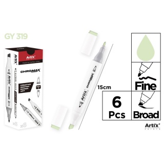 MARKER Z DWOMA KOŃCÓWKAMI GREEN YELLOW GY319, Markery permanentne, Art. do pisania i korygowania