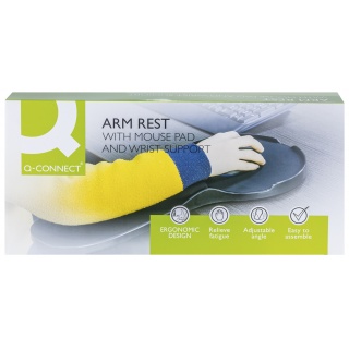 Podłokietnik Q-CONNECT, z podkładką pod mysz i podparciem nadgarstka, czarny, Ergonomia, Akcesoria komputerowe