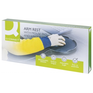 Podłokietnik Q-CONNECT, z podkładką pod mysz i podparciem nadgarstka, czarny, Ergonomia, Akcesoria komputerowe