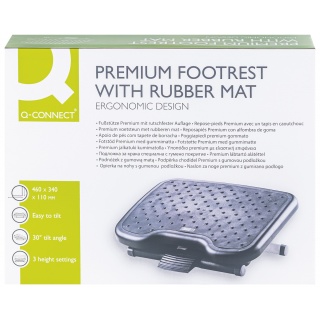 Podn&oacute;żek Q-CONNECT, 460x340mm, z gumową matą, czarny, Podn&oacute;żki i taborety, Wyposażenie biura