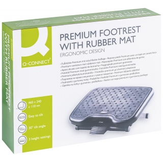 Podn&oacute;żek Q-CONNECT, 460x340mm, z gumową matą, czarny, Podn&oacute;żki i taborety, Wyposażenie biura