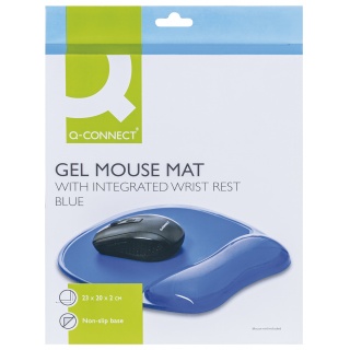Podkładka pod mysz Q-CONNECT, żelowa, z podparciem dla nadgarstka, niebieska, Ergonomia, Akcesoria komputerowe