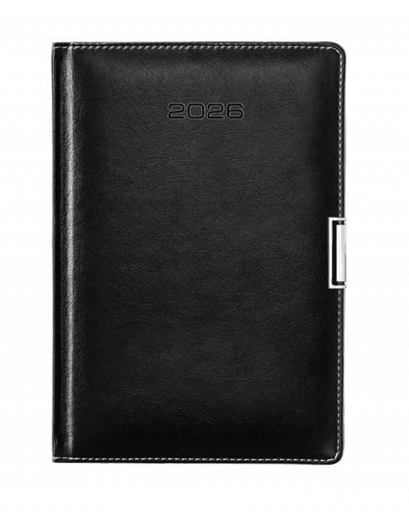 KALENDARZ KSIĄŻKOWY A5 DZIENNY CZARNY 2026, Dzienne, Kalendarze