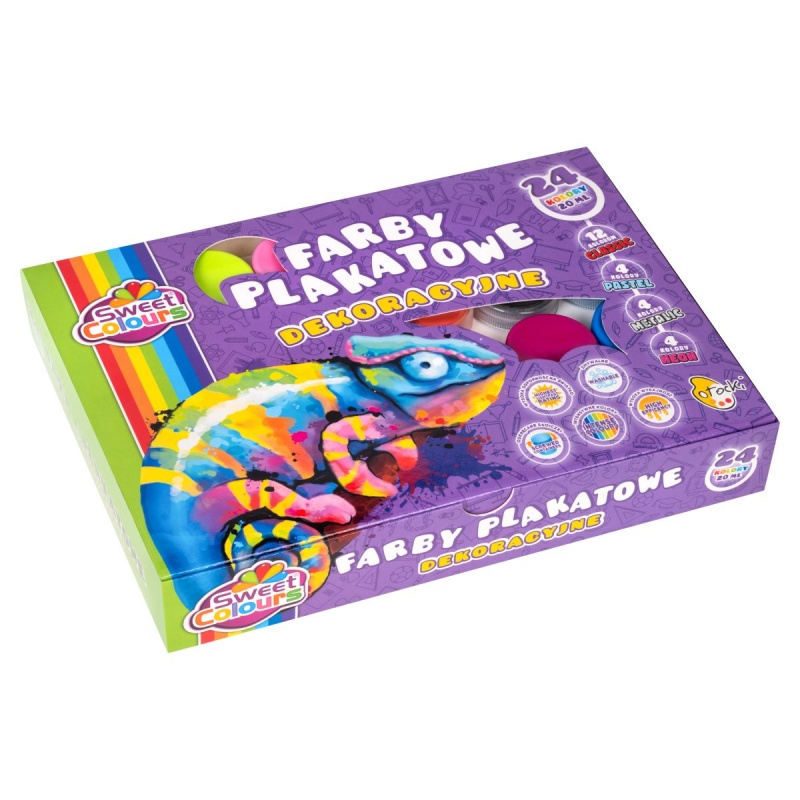 FARBY PLAKATOWE 24 KOL.20ML.SWEET COLOURS, Farby, Plastyka