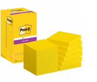 Karteczki samoprzylepne POST-IT® Super Sticky (654-S), 76x76mm, 12x90 kart., żółte, Bloczki samoprzylepne, Papier i etykiety
