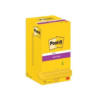 Karteczki samoprzylepne POST-IT® Super Sticky (654-S), 76x76mm, 12x90 kart., żółte, Bloczki samoprzylepne, Papier i etykiety