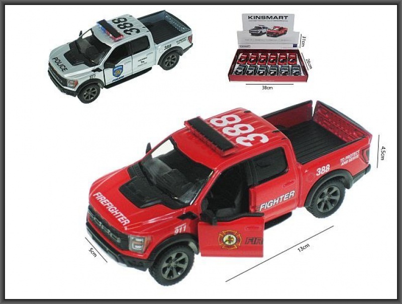 FORD RAPTOR F-150 1:46 POLICJA STRAŻ KT5436DPR, Pojazdy, Zabawki