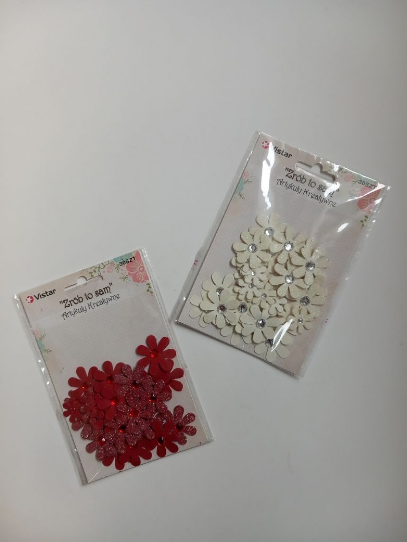 ART. KREATYWNY KWIATKI PAP.1,5-2,5cm.30szt.SPARKLE, Artykuły zdobnicze, Art. kreatywne