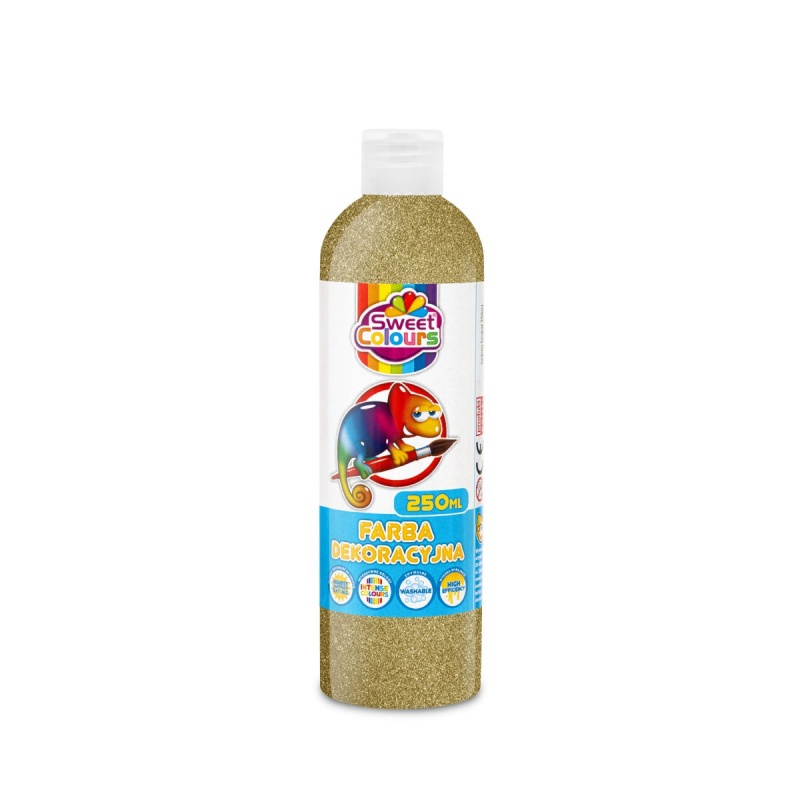 FARBA PLAKATOWA 250ML.BROKATOWA ZŁOTA, Farby, Plastyka
