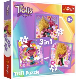 Puzzle 3w1 - Poznaj wesołe Trolle !!, 3w1, Puzzle