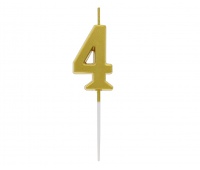 ŚWIECZKA PIKER B&C CYFERKA "4" METAL.ZŁOTA, Podkategoria, Kategoria
