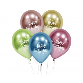 BALONY B&C HAPPY BIRTHDAY PLATYNOWE 12" 5szt., Balony, Art. na okazje i przyjęcia