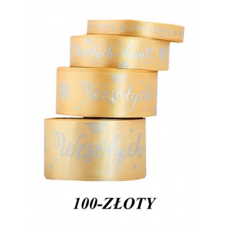 WSTĄŻKA WESOŁYCH ŚWIĄT 25MM/22MB ZŁOTA, Podkategoria, Kategoria