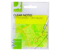 STICKY NOTES, Q-CONNECT, TRANSLUCENT, 76X76MM, 50 SHEETS, YELLOW