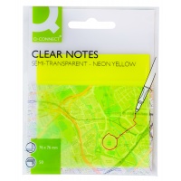 STICKY NOTES, Q-CONNECT, TRANSLUCENT, 76X76MM, 50 SHEETS, YELLOW