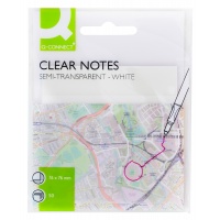 STICKY NOTES, Q-CONNECT, TRANSLUCENT, 76X76MM, 50 SHEETS, WHITE