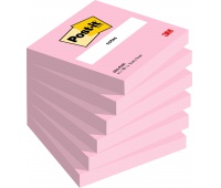 Karteczki samoprzylepne POST-IT®, 76x76mm, 6x100 kart., różowe, Bloczki samoprzylepne, Papier i etykiety
