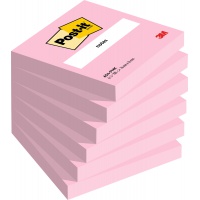 Karteczki samoprzylepne POST-IT®, 76x76mm, 6x100 kart., różowe, Bloczki samoprzylepne, Papier i etykiety