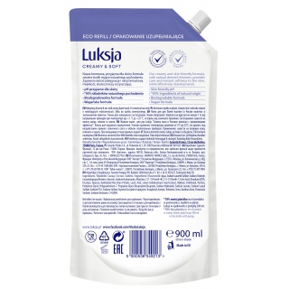 Kremowe mydło w płynie LUKSJA, len, zapas 900ml, Mydła i dozowniki, Artykuły higieniczne i dozowniki