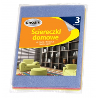 Ściereczki domowe GROSIK, 3 szt., mix kolorów, Akcesoria do sprzątania, Artykuły higieniczne i dozowniki