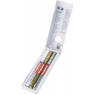 Marker olejowy błyszczący e-751 EDDING, 1-2mm, 3 szt., mix kolorów metalicznych, Markery, Artykuły do pisania i korygowania