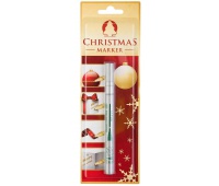 Marker olejowy ICO Christmas, M, okrągły, 1-1,5mm, blister, srebrny, Markery, Artykuły do pisania i korygowania