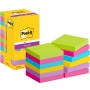Self-adhesive block POST-IT® Super sticky, 76x76mm, 12x90 cards, mix colors