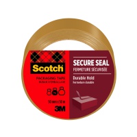 Taśma pakowa SCOTCH Secure Seal, 50mm, 50m, brązowa, Taśmy pakowe, Koperty i akcesoria do wysyłek