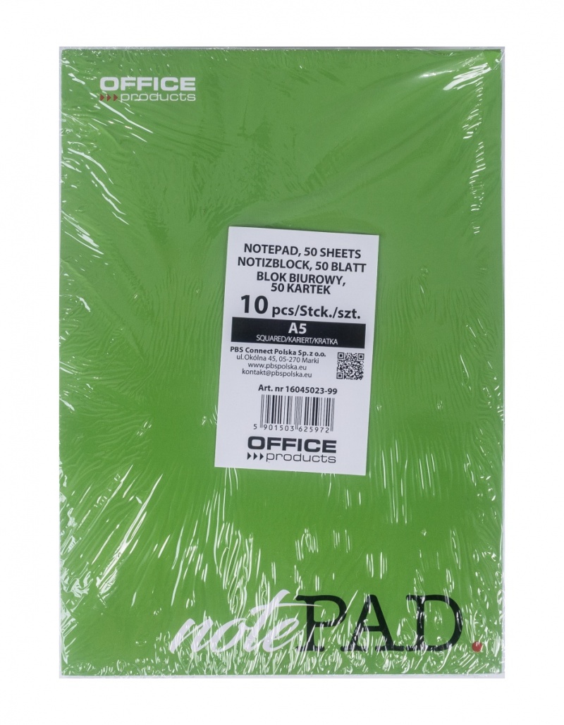 Blok biurowy OFFICE PRODUCTS, A5, w kratkę, 50 kart., 60gsm, Bloki, Zeszyty i bloki