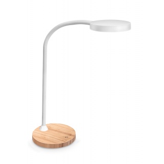 Lampka na biurko CEP CLED-0290, Flex, biały z el. drewna, Lampki, Urządzenia i maszyny biurowe