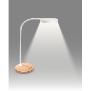 Lampka na biurko CEP CLED-0290, Flex, biały z el. drewna, Lampki, Urządzenia i maszyny biurowe