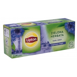 Herbata LIPTON Earl Grey, zielona, 25 torebek, Herbaty, Artykuły spożywcze