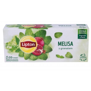 Herbata LIPTON ziołowa, melisa z granatem, 20 torebek, Herbaty, Artykuły spożywcze