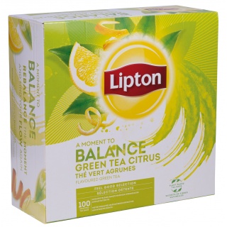 Herbata LIPTON Green Tea, citrus, 100 torebek, Herbaty, Artykuły spożywcze
