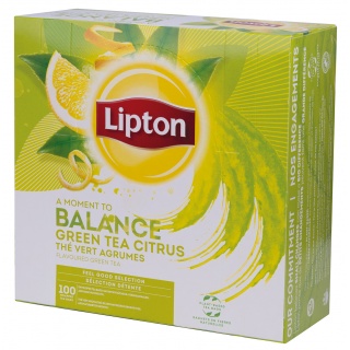 Herbata LIPTON Green Tea, citrus, 100 torebek, Herbaty, Artykuły spożywcze