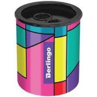 BERLINGO TEMPERÓWKA METALOWA Z POJ."Color Block", Temperówki, Art. do pisania i korygowania