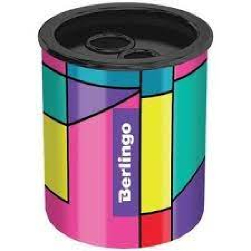 BERLINGO TEMPERÓWKA METALOWA Z POJ."Color Block", Temperówki, Art. do pisania i korygowania