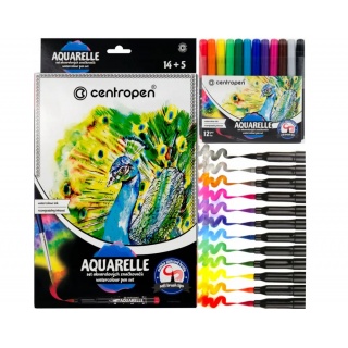 ZESTAW CENTROPEN "AQUARELLE", Flamastry, Plastyka