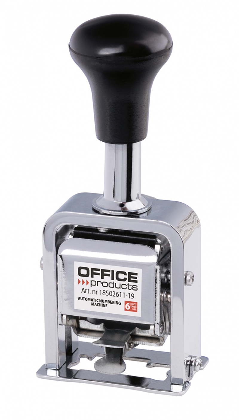 Numerator automatyczny OFFICE PRODUCTS, 6 cyfr, wys. liczb 4,5mm, srebrny, Datowniki, Drobne akcesoria biurowe