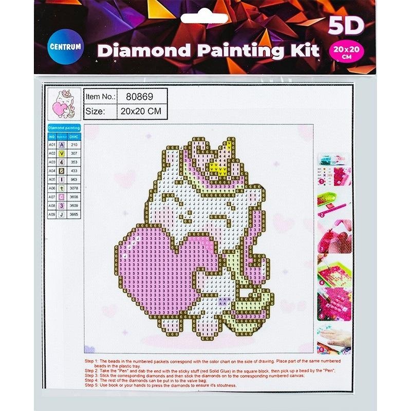 MOZAIKA DIAMENTOWA 5D KIT 20x20CM.UNICORN CENTRUM, Zestawy kreatywne, Art. kreatywne